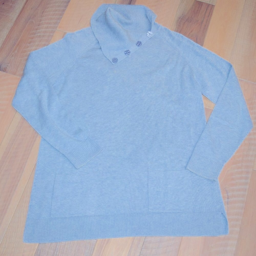 Jeanne Pierre Asymmetrical Neck Button Sweater TOP